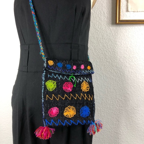 Costume Baldor Handbags - Costume Baldor Mexican Handmade Embroidered Floral Cross Body Bag